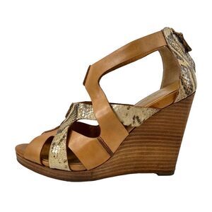 COLE HAAN Nike Air Kimry Snake Print Wedge Sandal in Beige & Browns Sz. 7.5 B
